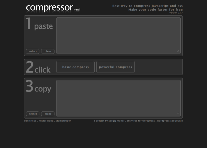Compress javascript and css. Amazing code compression. Quick easy and free
